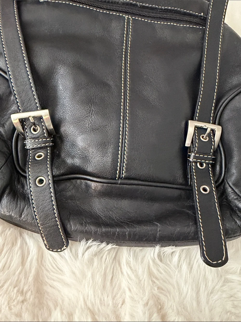 Black Tiganello Leather Women's Backpack Purse